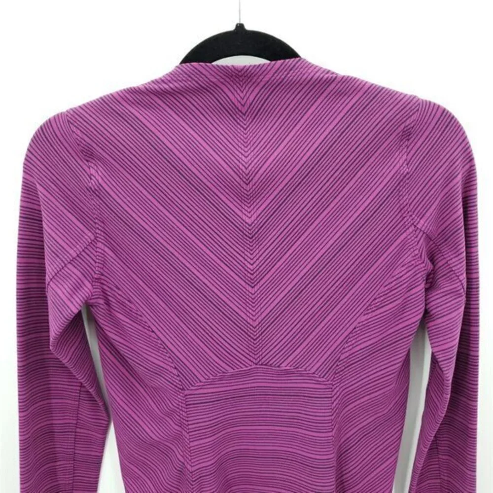 Lululemon Kanto Catch Me Long Sleeve 4 Stripe Regal Plum Naval Blue